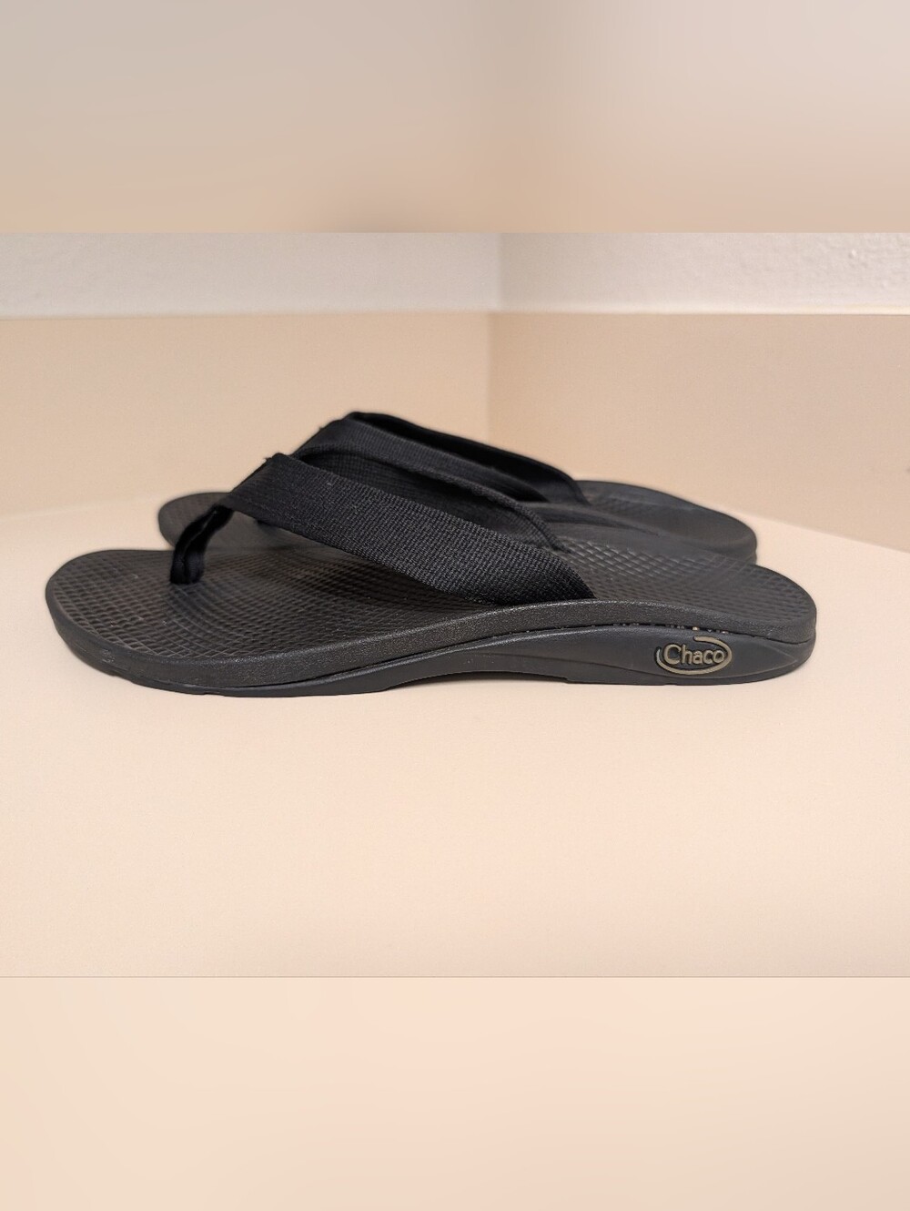 Chaco Black EcoTread Flip Flops Size 9